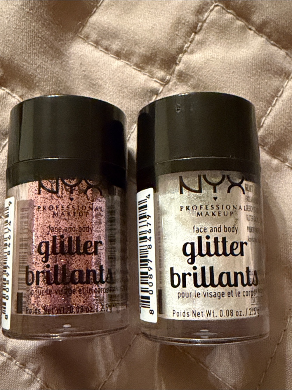 NYX Silver and Rose Pink Body Glitter Makeup for a Radiant Glow NEW BUT UNSEALED